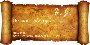 Holman János névjegykártya